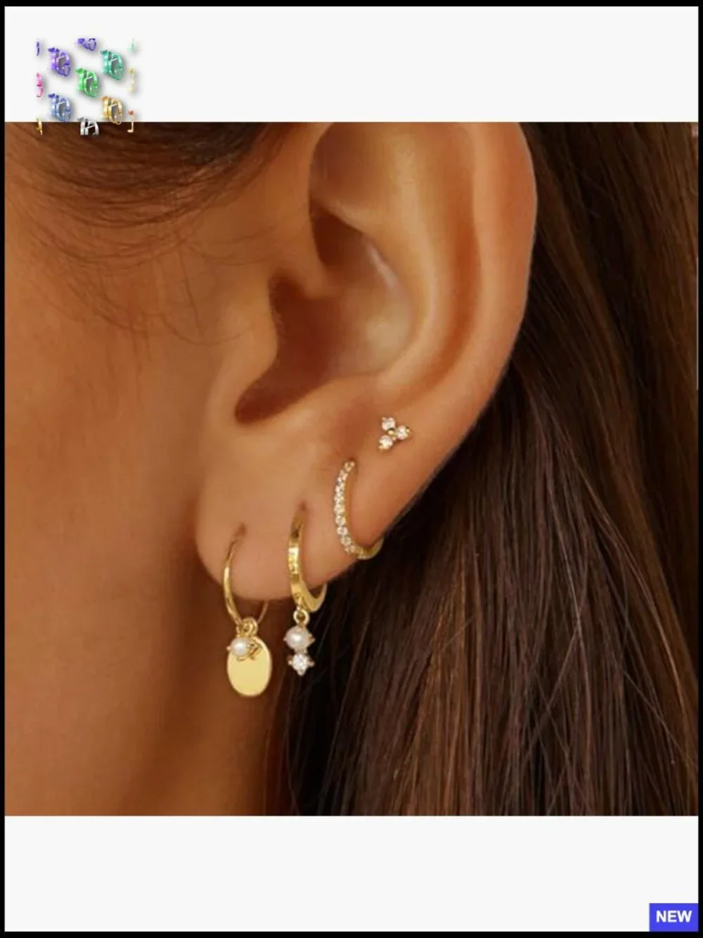 14K Gold Plated Huggie Earrings Stack Set Trendy Dangle Hoop Earrings
